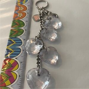Kathy Van Zeeland Silver Tone Heart Charm Keychain Dangle Charms